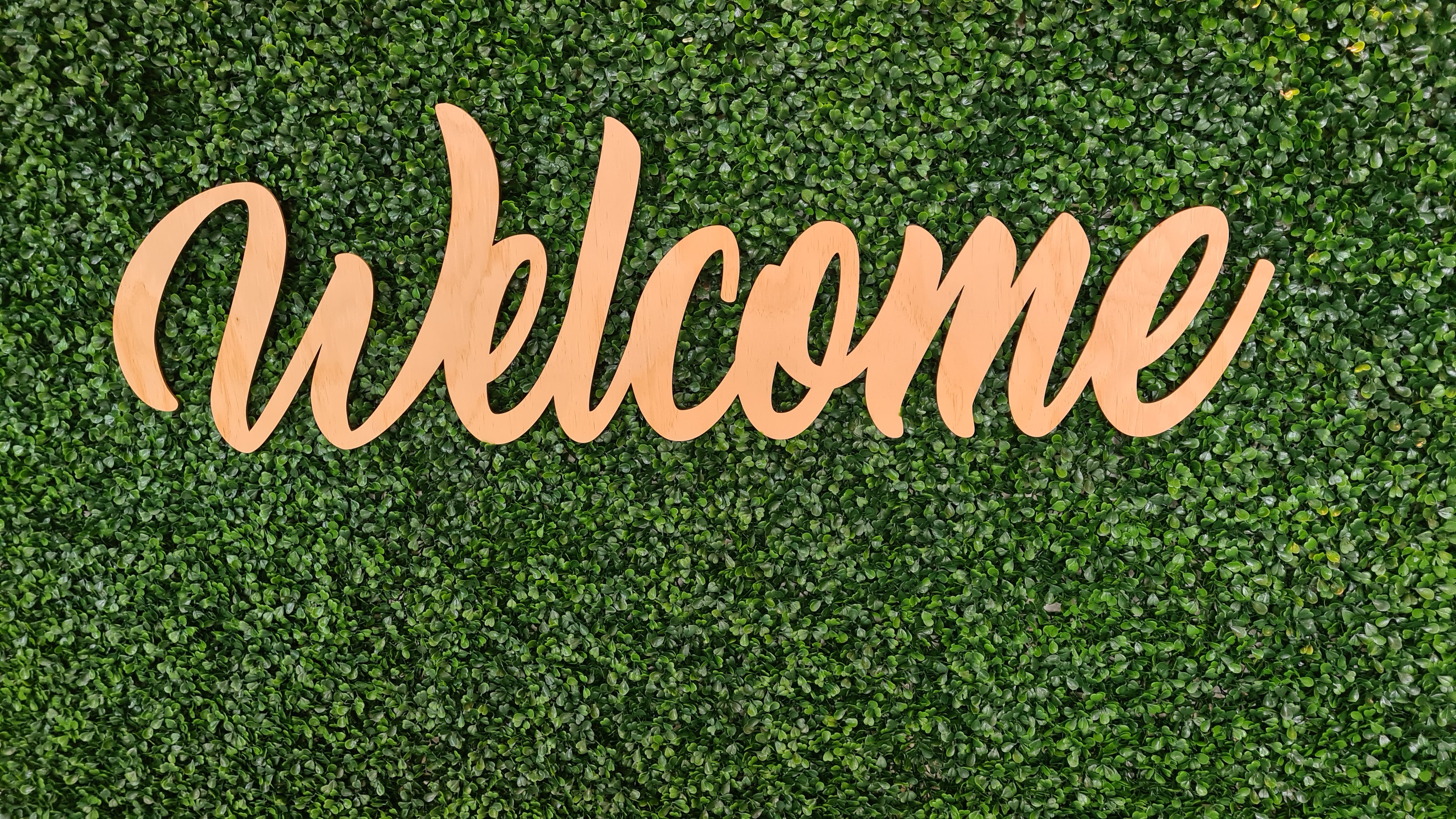 welcome sign on grass